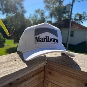 Gray Marlboro Patch White Trucker Hat